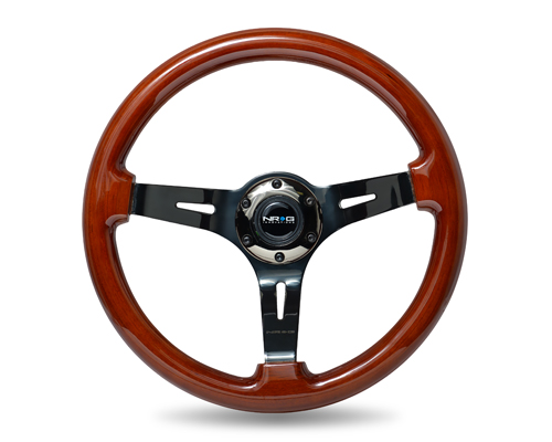 NRG  Classic Dark Wood Grain Wheel (3" Deep), 350mm, 3 spoke center in Black Chrome